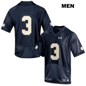 Notre Dame Fighting Irish Men's Avery Davis #3 Navy Under Armour No Name Authentic Stitched College NCAA Football Jersey ZKS8799AP